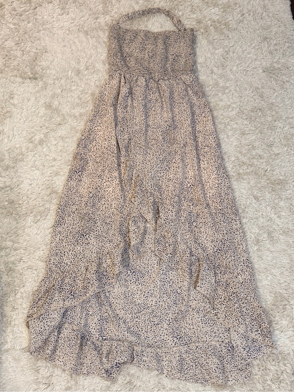 NWT Boutique Smocked Halter Maxi Dress in Light Beige Floral - S